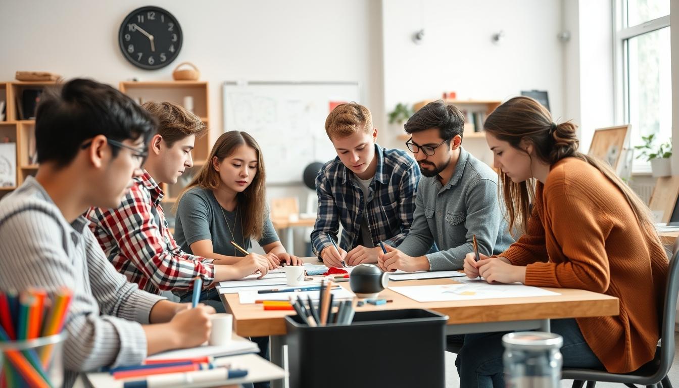 Student using a study guide to organize academic notes